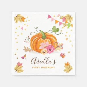 Serviette En Papier Or de rose de fille d'anniversaire d'automne de