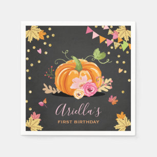 Serviette En Papier Or de rose de fille d'anniversaire d'automne de