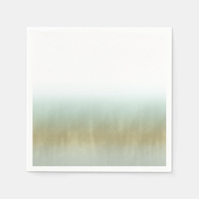 Serviette En Papier Or élégant blanc Mousse de mer Mariage moderne pla (Devant)