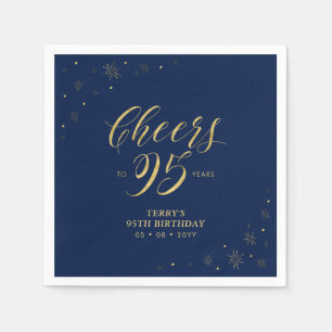 Serviette En Papier Or et marine   Modern Cheers 95th Birthday Party