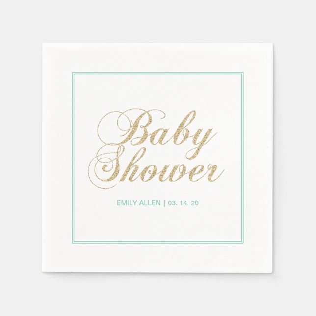Serviette En Papier Or et monnaie | Papier Baby shower Garçon moderne  (Devant)