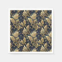 Or et noir Motif floral damassé luxueux et royal