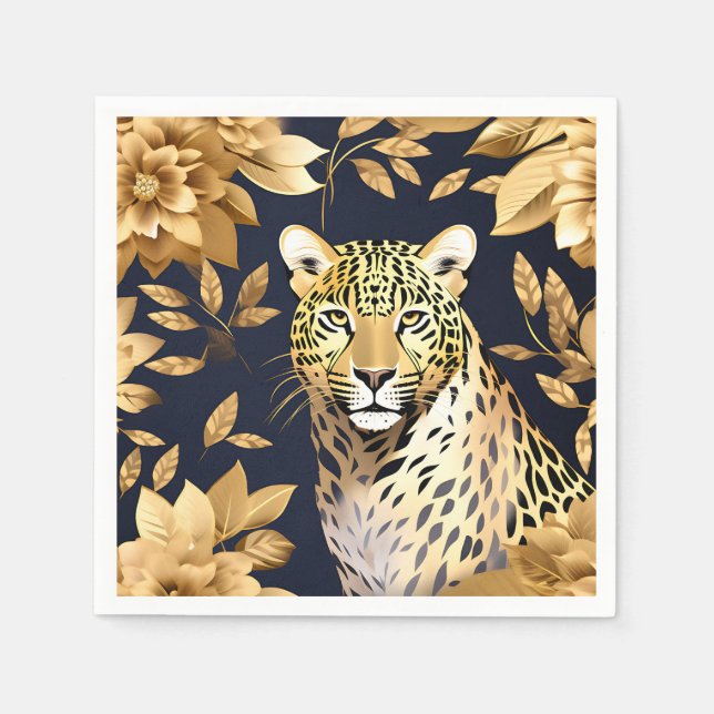 Serviette En Papier Or Leopard Metallic (Devant)