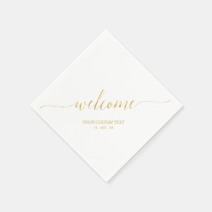 Serviette En Papier Or Lettre Élégante et Stylée Bienvenue Fête