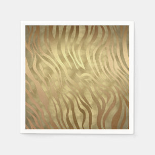Serviette En Papier Or Luxe Luxueux Safari Jungle Zèbre Glamour