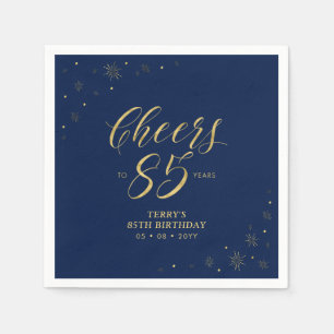 Serviette En Papier Or & Navy   Fête Moderne d'anniversaire 85 ans