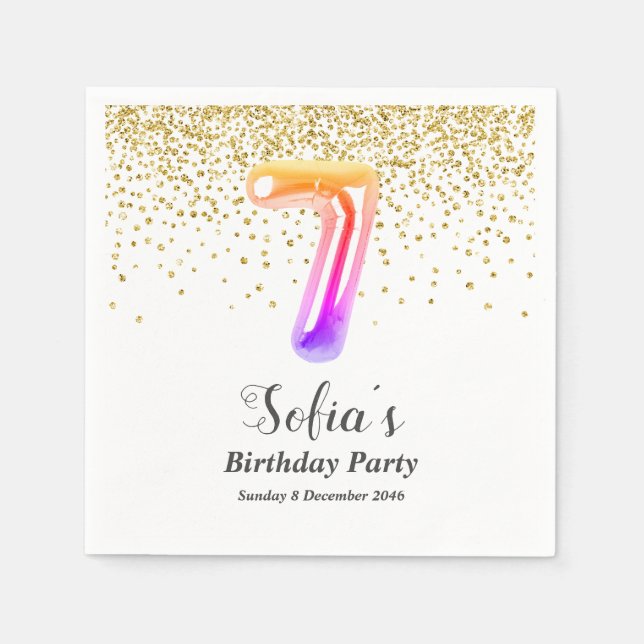 Serviette En Papier or parties scintillant, étincelle dorée 7e (Devant)