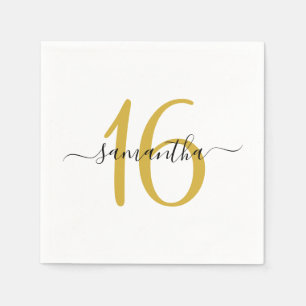 Serviette En Papier Or personnalisé Gold Sweet 16