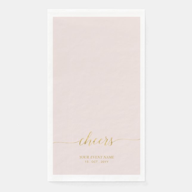 Serviette En Papier Or & Rose | Lettre élégante pour un Cheers personn (Devant)