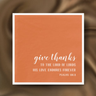 Serviette En Papier Orange Brûlé Donner Merci Script Thanksgiving