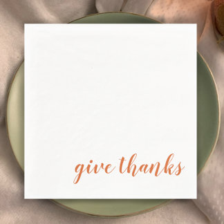 Serviette En Papier Orange Brûlé Simple Donner Merci Thanksgiving