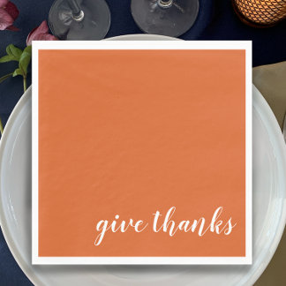 Serviette En Papier Orange Brûlé Simple Donner Merci Thanksgiving
