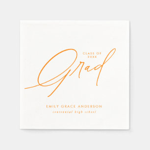 Serviette En Papier Orange Calligraphie Élégante Script Diplôme