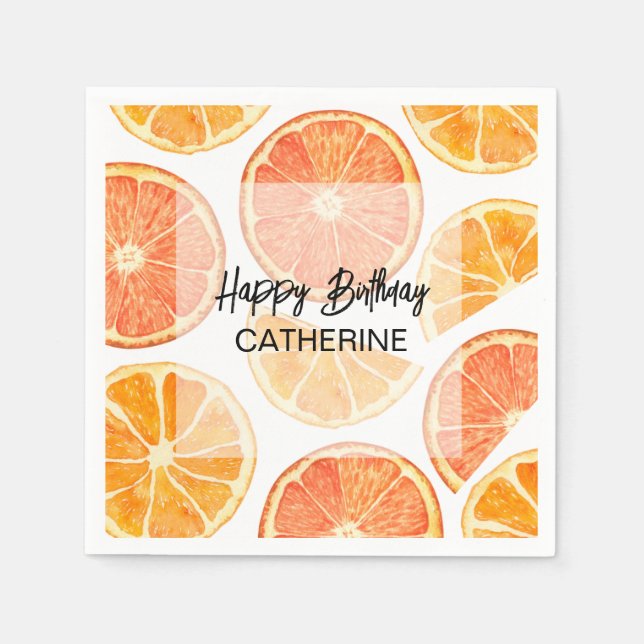 Serviette En Papier Orange Citrus Slice été Anniversaire (Devant)