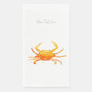 Serviette En Papier Orange Crabe Bleu Vintage Boho Beach Party