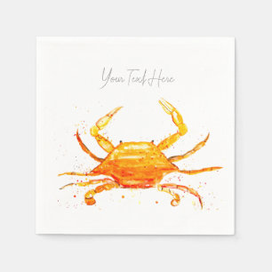 Serviette En Papier Orange Crabe Bleu Vintage Boho Beach Party