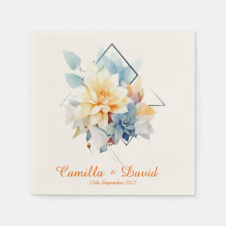 Serviette En Papier Orange Cub-Flower: Personalized Wedding Napkins