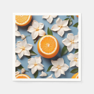 Serviette En Papier Orange d'agrumes Abstraits et fleurs