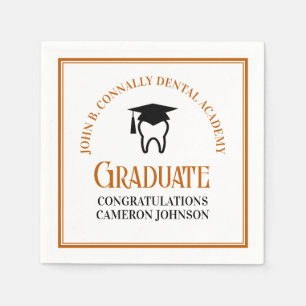 Serviette En Papier Orange Dental School Custom Graduation Party
