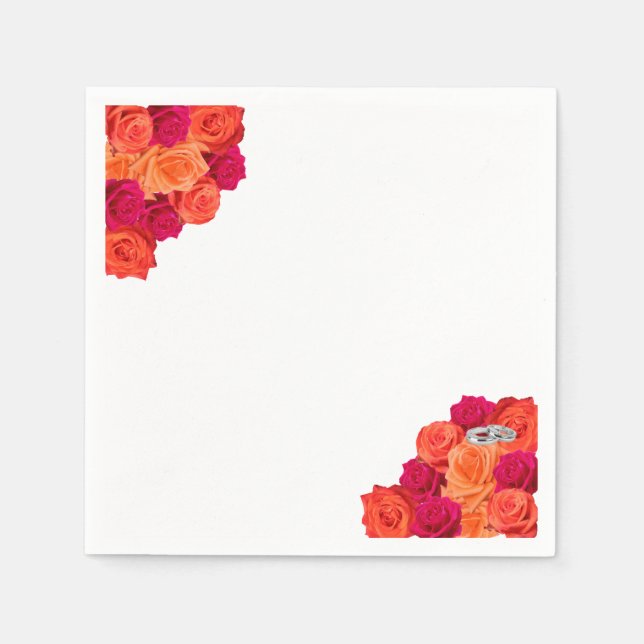 Serviette En Papier Orange et rose, fleurs et serviettes brillantes (Devant)
