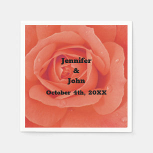 Serviette En Papier Orange Floral Rose Fleur Artsy Jardin Mariage de a