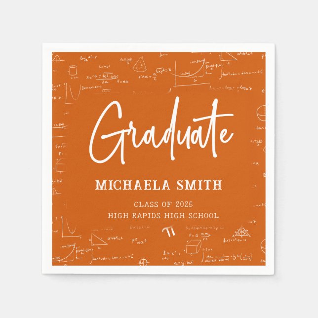 Serviette En Papier Orange High School Math Graduate Party (Devant)