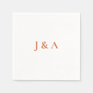 Serviette En Papier Orange Initiale Mariage Napkin