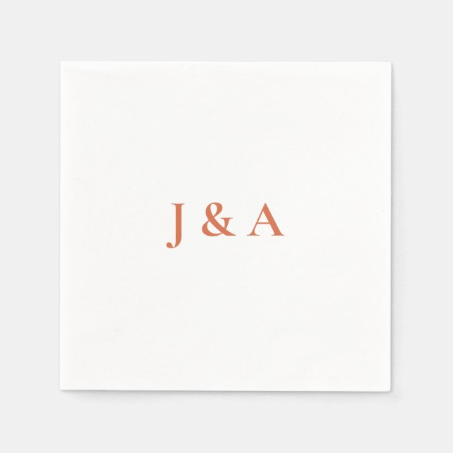 Serviette En Papier Orange Initiale Mariage Napkin (Devant)