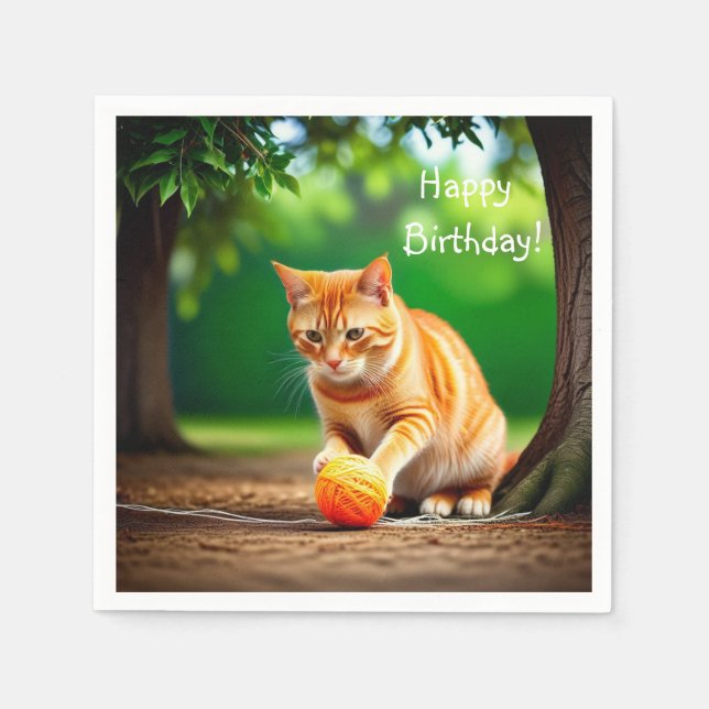 Serviette En Papier Orange Kitty (Devant)