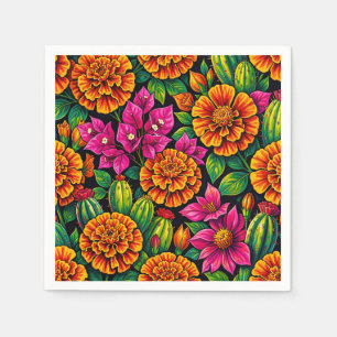 Serviette En Papier Orange Magenta Vibrant Cactus Tropical