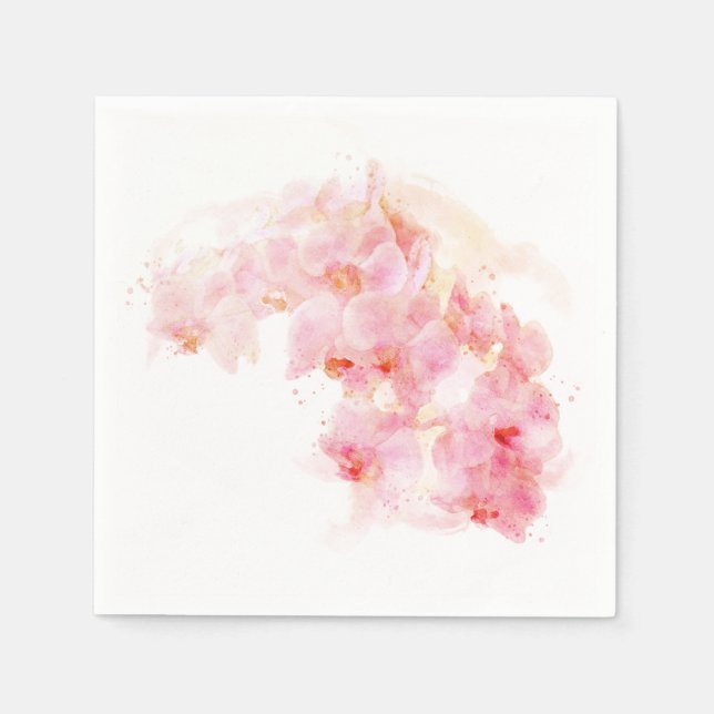 Serviette En Papier Orange Mariage Floral Orange Orchid (Devant)