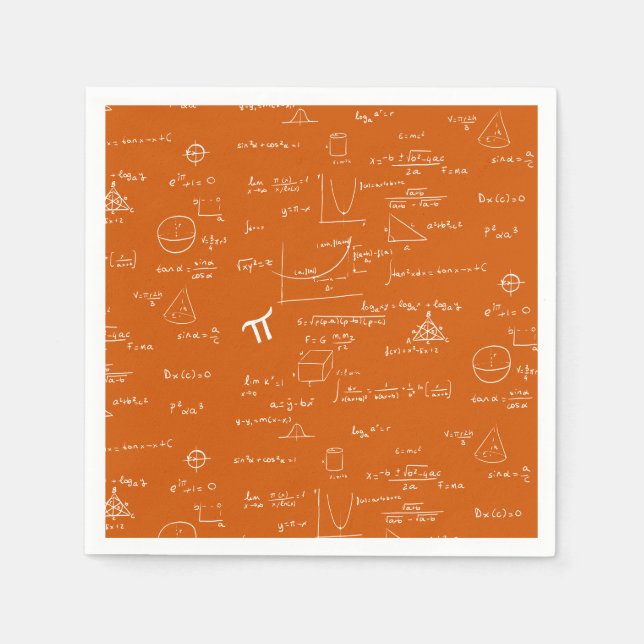 Serviette En Papier Orange Math Equations Graphics Graduation (Devant)