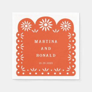 SERVIETTE EN PAPIER ORANGE MEXICAN PAPEL PICADO