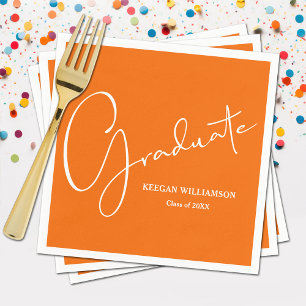 Serviette En Papier Orange Moderne Graduation Script