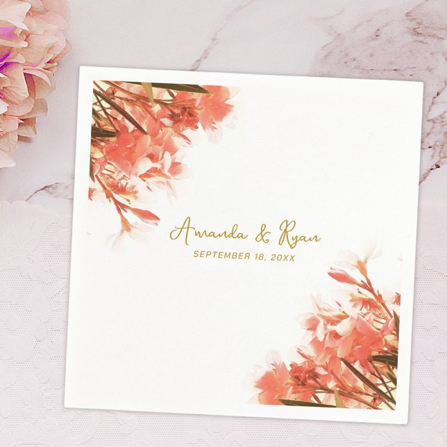 Serviette En Papier Orange Oleander Fleurs Floral Plage Mariage (Créateur téléchargé)