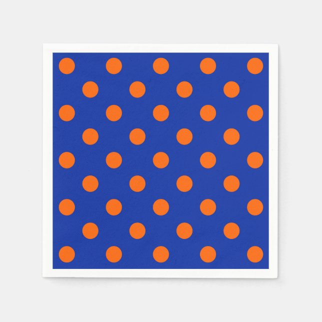 Serviette En Papier Orange On Blue Polka Dots Pattern Design  (Devant)