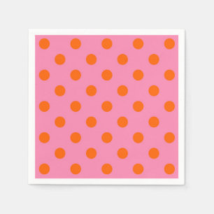 Serviette En Papier Orange On Rose Pois Design Motif