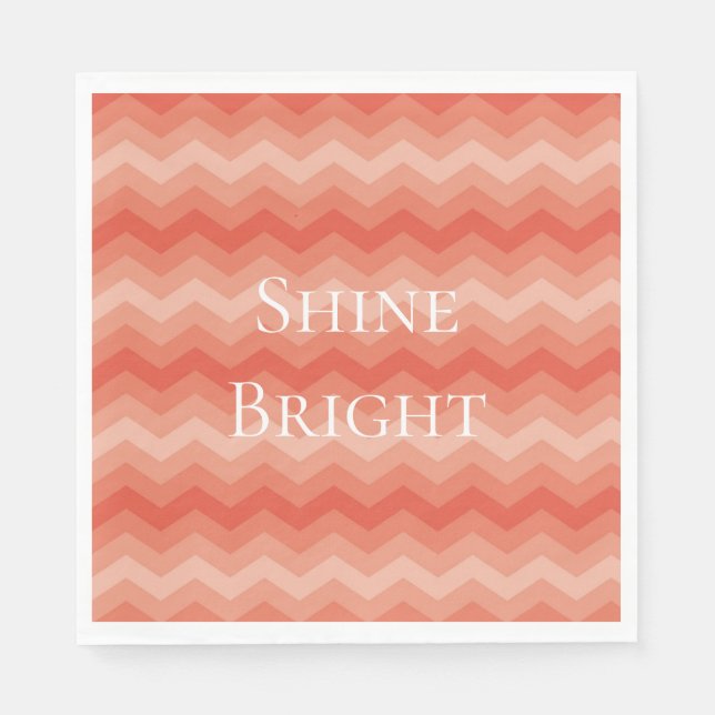 Serviette En Papier Orange Peach Chevron (Devant)