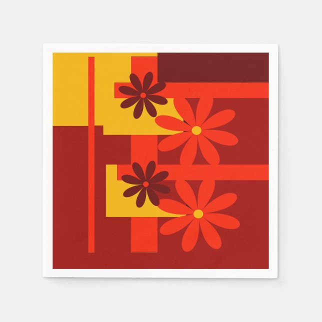 Serviette En Papier Orange rétro des années 1970 (Devant)