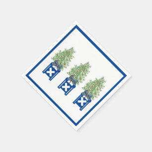 Serviette En Papier Orange Topiary Blue Chinoiserie