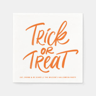 Serviette En Papier Orange Trick ou Traiter Lettres Fête d'Halloween