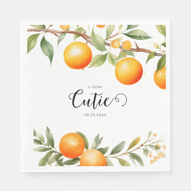 Serviette En Papier Orange You A Little Cutie Baby shower Napkins (Devant)
