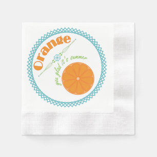 Serviette En Papier Orange You Glad C'est l'été avec la frontière bleu