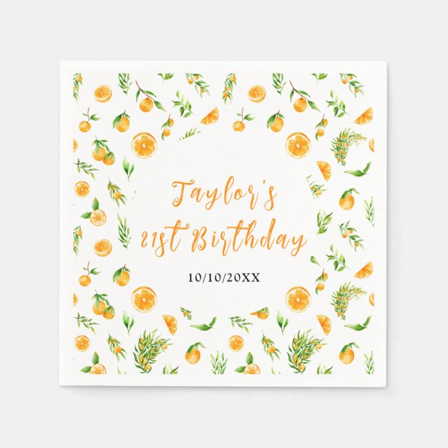 Serviette En Papier Oranges Citrus Birthday Party (Devant)