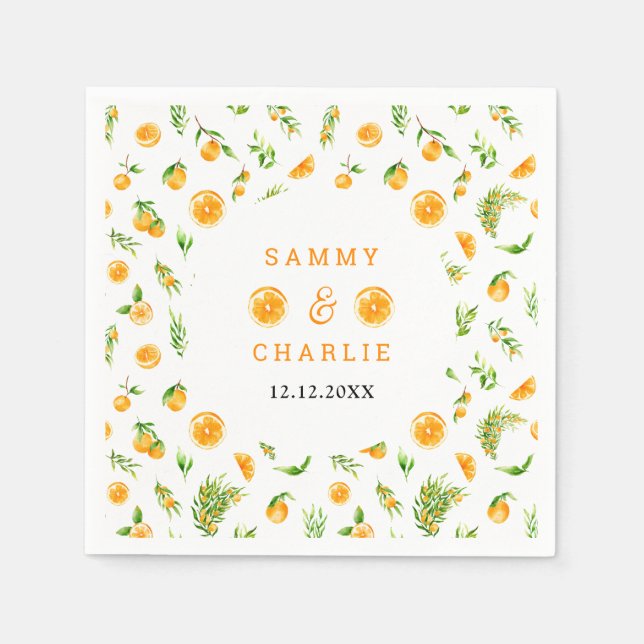 Serviette En Papier Oranges Citrus Wedding (Devant)