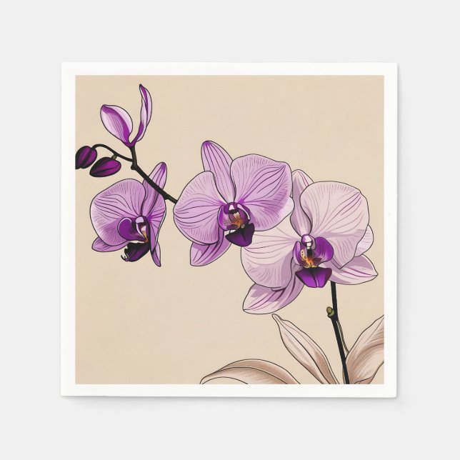 Serviette En Papier Orchidée botanique élégant (Devant)