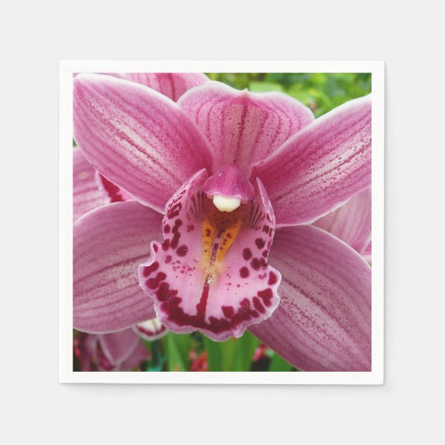 Serviette En Papier Orchidée violette Élégante Florale (Devant)