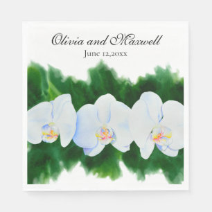 Serviette En Papier orchidées blanches couleur de l'eau floral