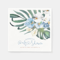 Orchidées bleues et palmiers Feuilles Tropical Elé