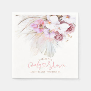Serviette En Papier Orchidées roses et Pampas Grass Elegant Boho